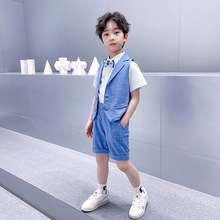 童装男童夏装西服套装宝宝毕业照表演礼服儿童帅气时尚薄款小西装