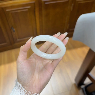 Xinjiang Hetian jade suede jade handicraft bracelet Hetian jade good fat powder jade bracelet certificate manufacturer a generation of hair