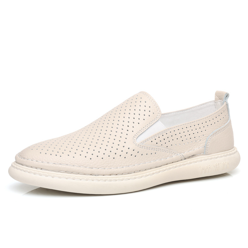 Piel de vaca de primera capa de verano nuevos hombres sandalias de cuero huecos zapatos con agujeros transpirables zapatos casuales para hombres zapatos de cuero zapatos para hombres