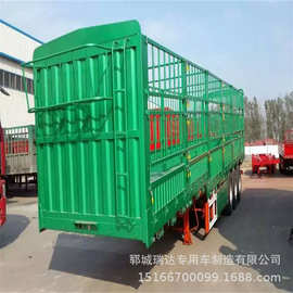滚珠转盘式仓栅半挂车 三轴花篮车图片大全
