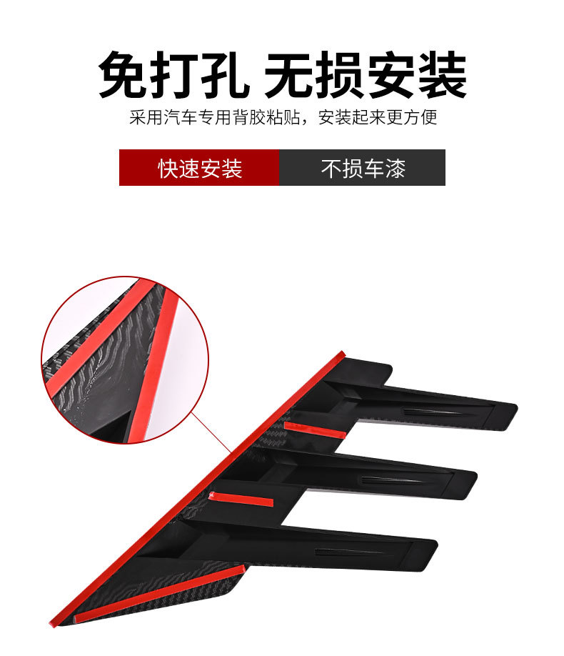 Car modification universal rear window side spoiler splitter triangle blinds decoration side wing fender tuyere