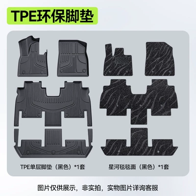Suitable for Xpeng GX floor Modelə uyğun ayaqaltı - xiaopeng-gx-26-models-six-seater-double-layer-foot-mat-black-tpe-thickened-black-starry-carpet-with-starlight-embellishments