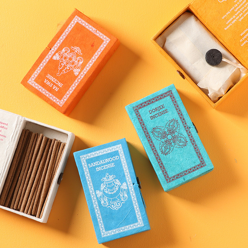 尼泊尔礼盒装植物手工线香短香30根stupa香薰室内香佛香大方盒香