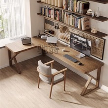 zfd全实木转角书桌L型台式电脑桌卧室家用工作台墙角办公桌椅组合