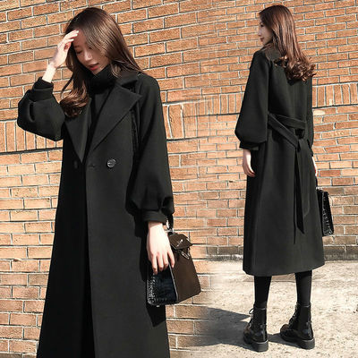 Hepburn Wind Woolen coat 2022 new pattern Korean Edition Mid length version Woollen cloth overcoat senior Popular Windbreaker