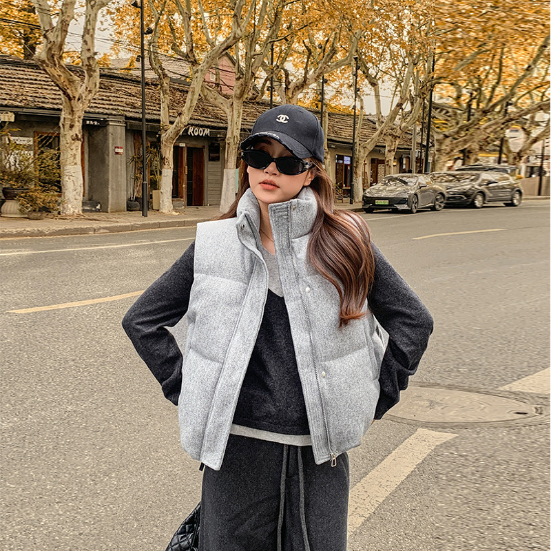 Cross-Border Popular Women's Vest, Autumn and Winter down Cotton Vest, Fashionable Sleeveless Vest, Versatile Outerwear Vest