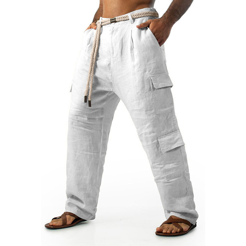 Men's Linen Long Pants Summer Beach Pants with Front Pockets, Solid Color, Comfortable, Breathable, Casual, Everyday, Vacation Basic Style, Drawstring Men's Linen Long Pants Summer Beach Pants with Front Pockets, Solid Color, Comfortable, Breathable, Casual, Everyday, Vacation Basic Style, Drawstring