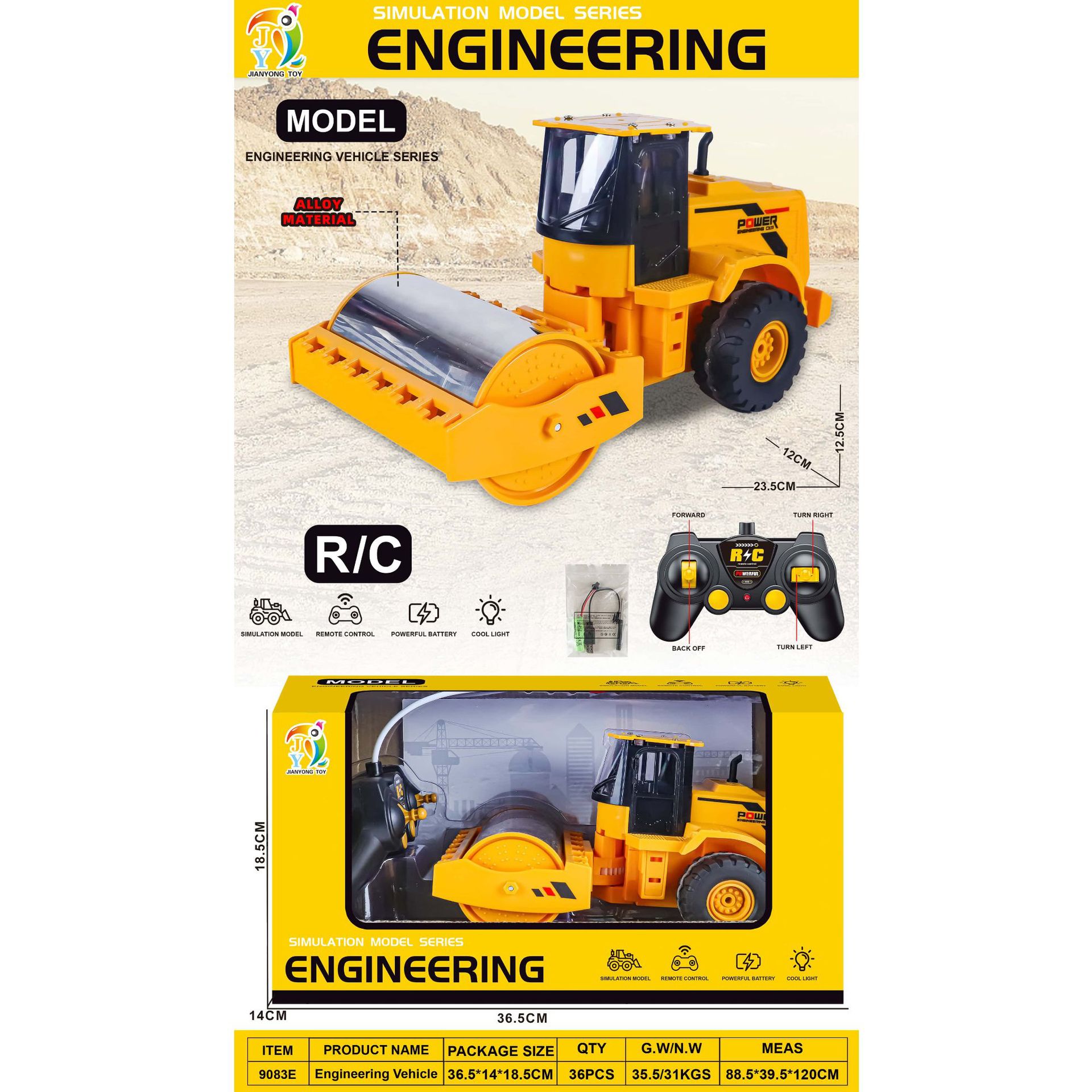 Excavadora de plástico de control remoto inalámbrico transfronterizo juguetes infantiles simulación de ingeniería eléctrica excavadora gancho regalo para niños