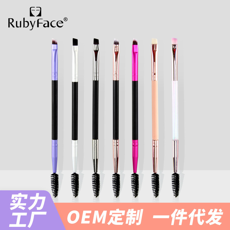 Factory Direct Sales Spot Rf Single Angled Eyebrow Brush Spiral Eyelash Brush Makeup Tool Double-Ended Eyebrow Brush Makeup Brush