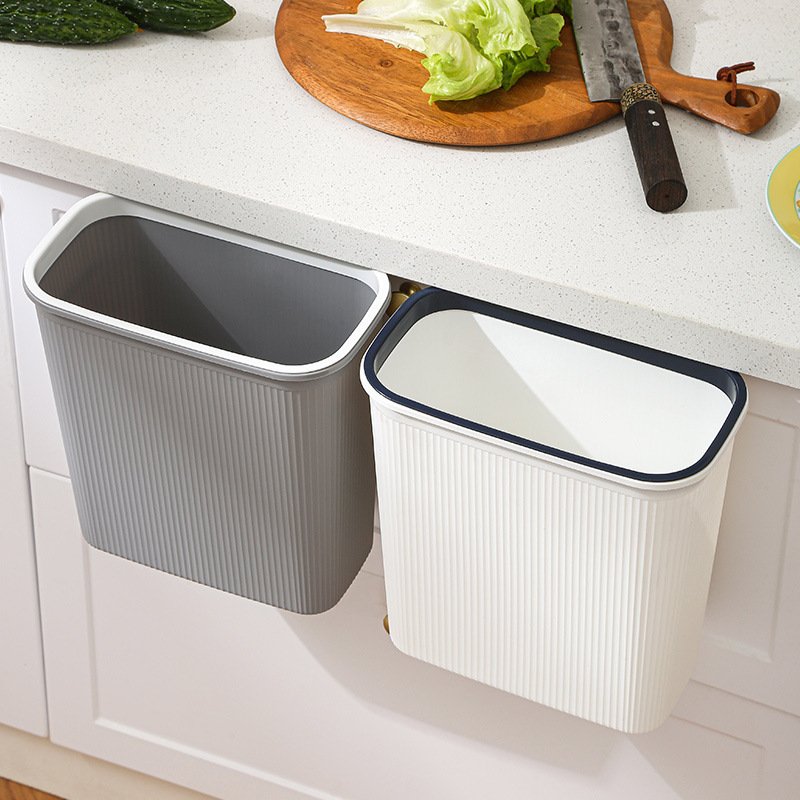 Large Kitchen Wall-Mounted Trash Can, Hanging Paper Basket for Living Room Cabinet Door, Large Capacity Storage Bin for Kitchen Waste and Bathroom