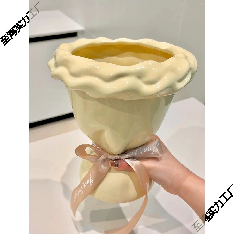 Керамическая ваза во французском кремовом стиле, подарок на день рождения, высококачественная персонализированная цветочная композиция, ретро гидропоника, стиль ваби-саби, украшение для гостиной