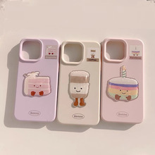 新款草莓蛋糕适用苹果16肤感壳iphone15保护套14软壳13pro手机壳