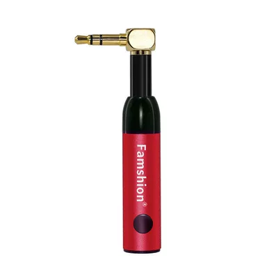Car Bluetooth Receiver Hands-Free Aux Bluetooth Stick 5.0 Speaker Box Headphone Car Adapter 3.5 Right-Angle Elbow (Bluetooth Hands-free dəstləri) - official-standard-manual-power-on-built-in-battery-red