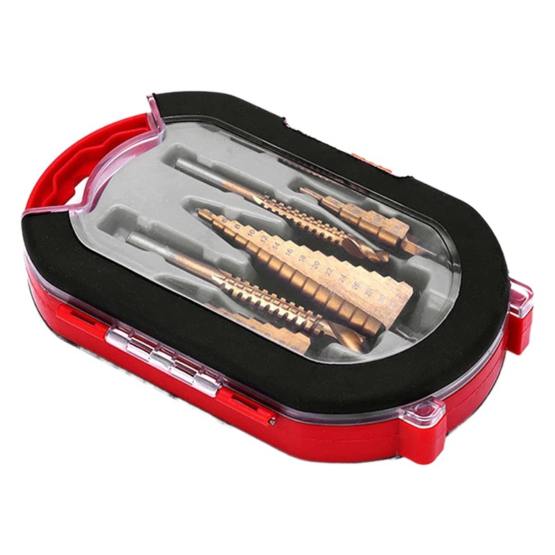 6 piezas de acero de alta velocidad de la pagoda de perforación de la ranura de sierra taladro de plástico en caja taladro de sierra traje taladro espiral