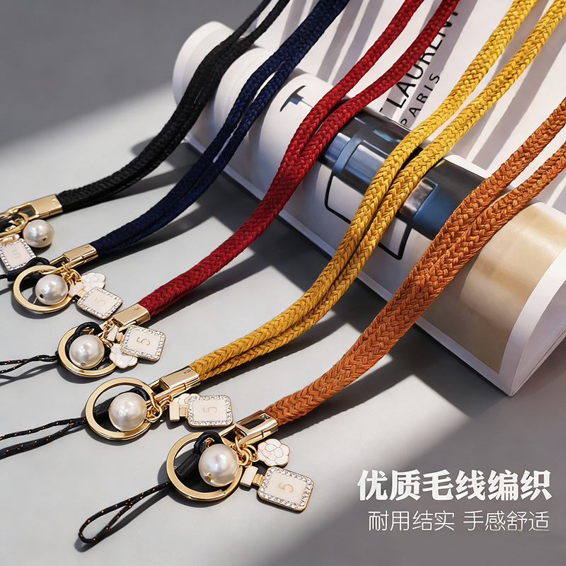 Mobile Phone Lanyard Women's Woolen Braided Halter Strap Work Id Badge Key Korean Ins Small Fragrance Sling Mobile Phone Lanyard Women's Woolen Braided Halter Strap Work Id Badge Key Korean Ins Small Fragrance Sling