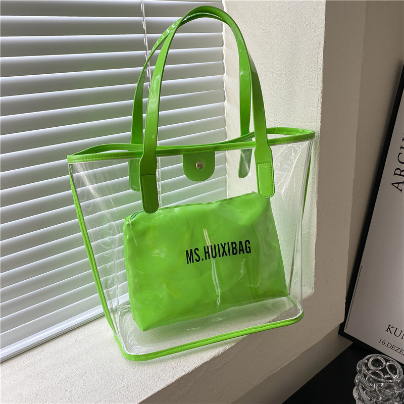 This summer popular large-capacity transparent bag women's 2022 new trend Korean style jelly shoulder bag
