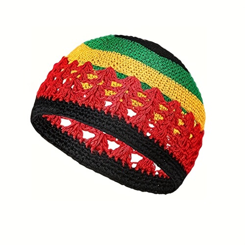 Cross-border best-selling handmade crocheted cotton yarn knitted hat, unisex wig hat, hollow breathable Muslim hat