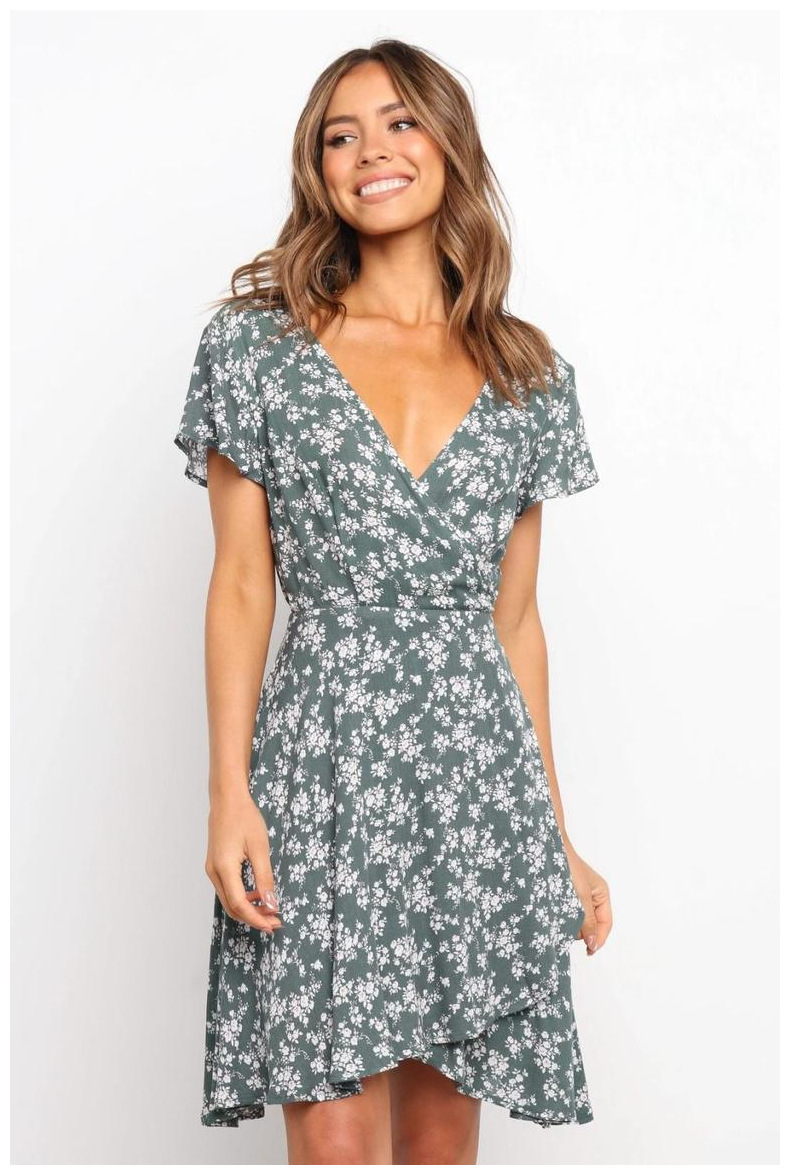 (Cross-border trading), summer dress, 2021 collection, Amazon, flowered, V-neckline, oversize