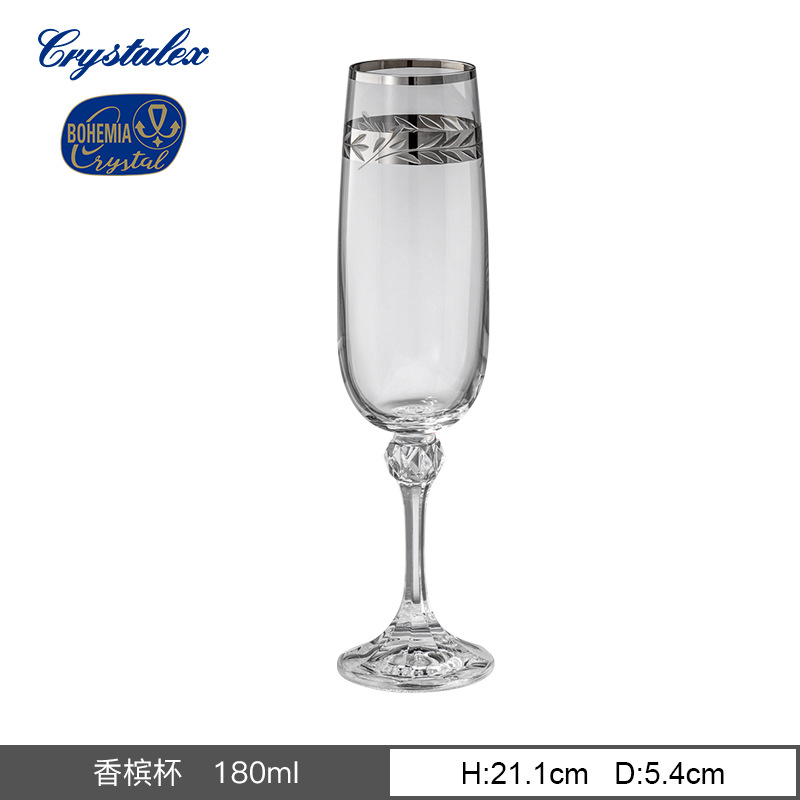 Copa de vino de cristal checo Crystalex importada con detalles en oro, copa retro de lujo ligero, diseño personalizado de alta gama.