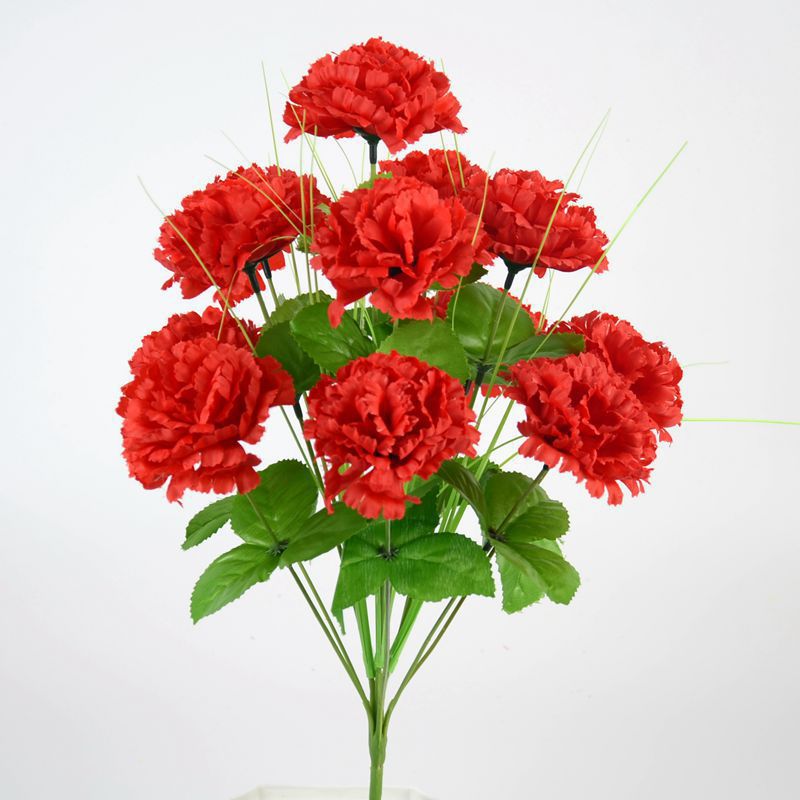 Henan Photos Pantalla Flor artificial 12 Clavel de rama verde afrutado Decoración Flor Ramo del Día del Maestro