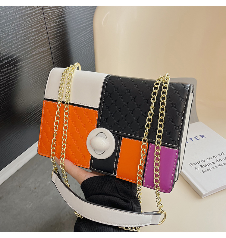 Piccola borsa a tracolla quadrata con catena borsa elegante_voghion.com