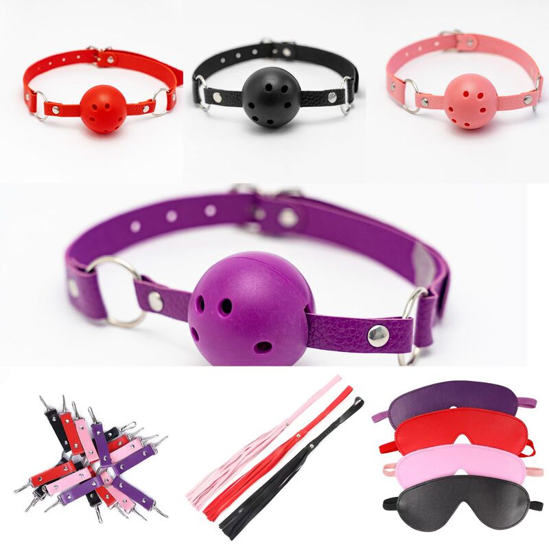 Factory direct supply ventilation breathable mouth plug ball leather mouth ball black delivery sex toys mouth plug ball wholesale