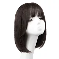 Реальный парик для волос Женская ручная игла Кожаная гарнитура Bobo с большими головками Натуральный уменьшающий возраст парик для ключиц Полная гарнитура