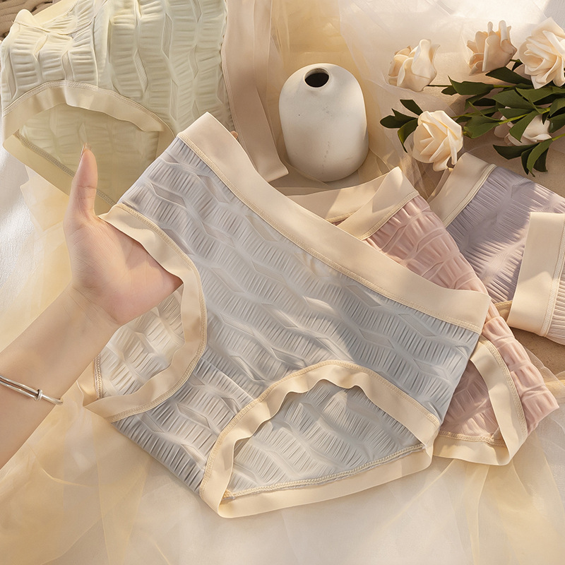 Moisture-absorbing Breathable Bubble Girl's Underwear Skin-friendly Comfortable High-elastic Fabric Hip-lifting Not-slip Mid-waist Women's Briefs