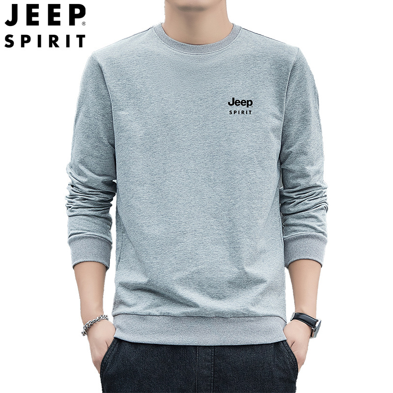 Popular Jeep Spirit Spring & Fall Round Neck Sweatshirt Men's Casual Loose Large Size Long-Sleeved T-Shirt Top 6501 New Style