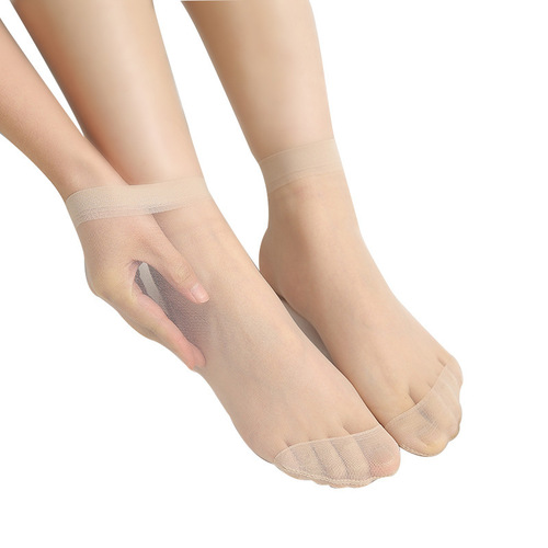 2024款短丝袜女夏季水晶薄款钢丝袜防滑棉底丝袜肉色袜子短袜