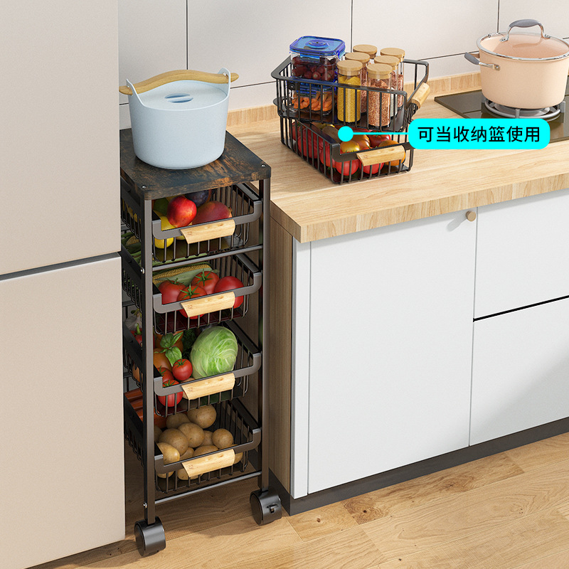 Estante de almacenamiento extraíble para cocina, estante de almacenamiento de varias capas, cesta para frutas y verduras, estante de almacenamiento para huecos, almacenamiento para huecos.