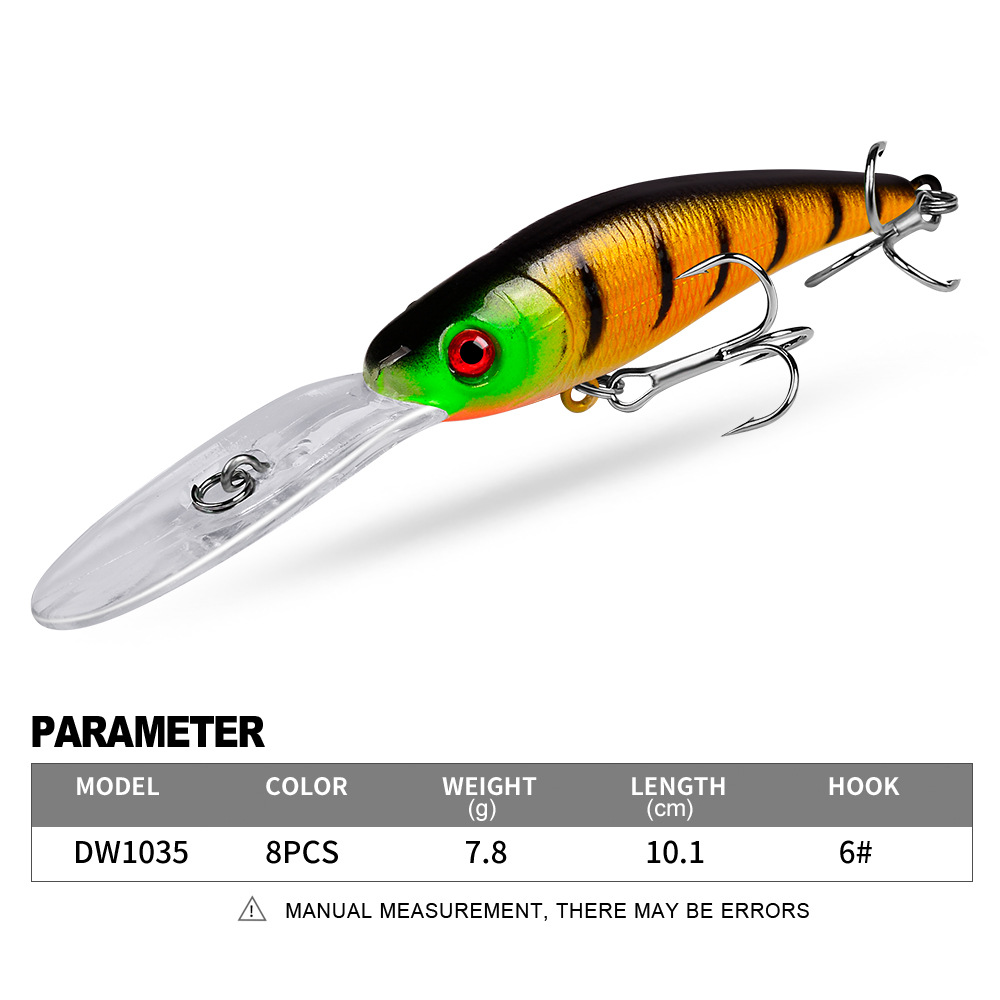 Shallow Diving Minnow Lures Hard Plastic Baits Bass Trout Fresh Water Fishing Lure