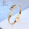 Europe and America Popular square Hollow Stainless steel Bracelet Double row Diamonds Titanium Bracelet Ladies Simplicity Bracelets wholesale