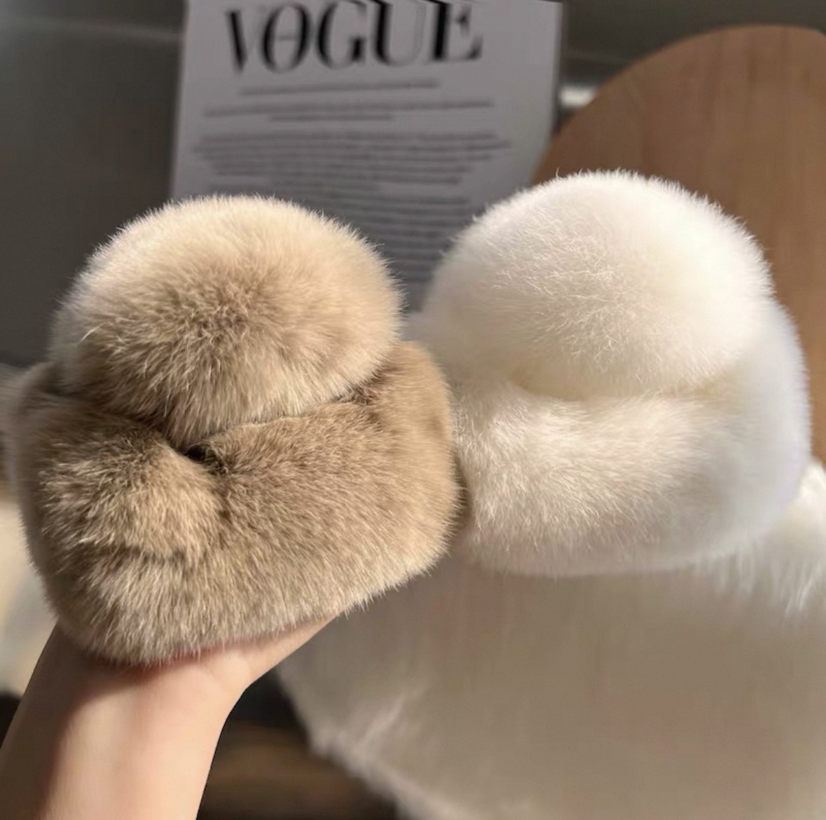 Korean Style Autumn and Winter Rex Rabbit Hair Clip for Ponytail on the Back of the Head, Large Plush Shark Clip, Popular Hair Clip