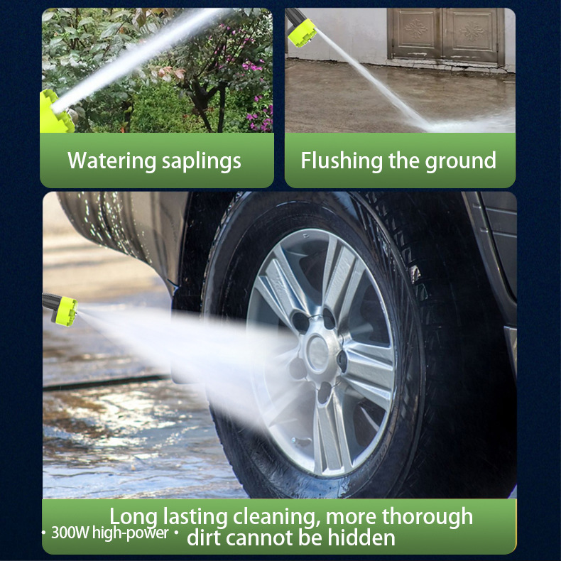 Cross-Border High-Pressure Car Wash Water Gun, Rechargeable Portable Lithium Battery Water Gun, High-Power Electric Display Water Gun, Cleaning Machine, Flower Watering Tool
