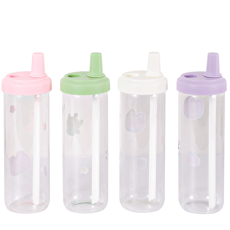 Taza de plástico de leche infantil de alta apariencia Linda taza de agua de paja de estudiante simple creativa Red Taza de gran capacidad