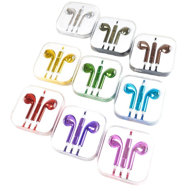 Factory electroplated headphones smooth full color in-ear for Apple Android universal painted bright earplug gift