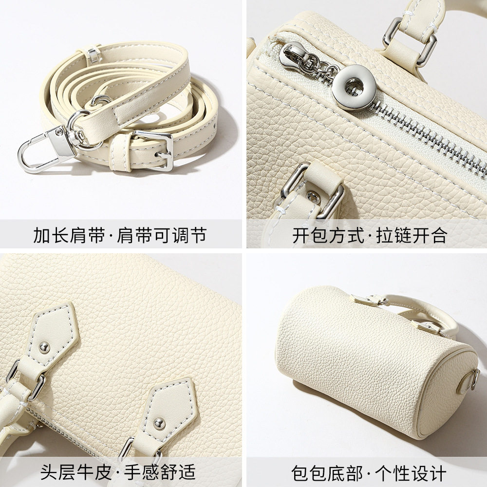 New Fashion Trendy Genuine Leather Women's Bag Casual Simple Shoulder Crossbody Bag Commuter Handheld Boston Bag - Thumbnail 4