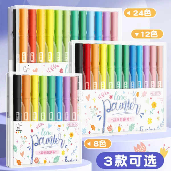 Kaba Bear Double Line Flash Contour Pen Note Marker Key Marker Silky Smooth Large Capacity Multi-function Pen