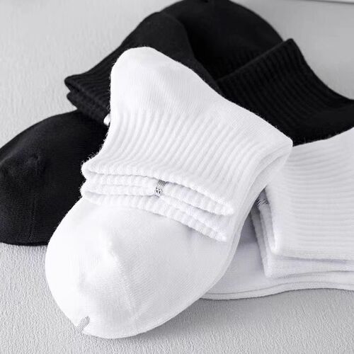 Men's Short Socks Spring and Autumn Thin Breathable Mid-Calf Fall Pure White Trend Anti-Odor Absorbent Summer Short Boat Socks