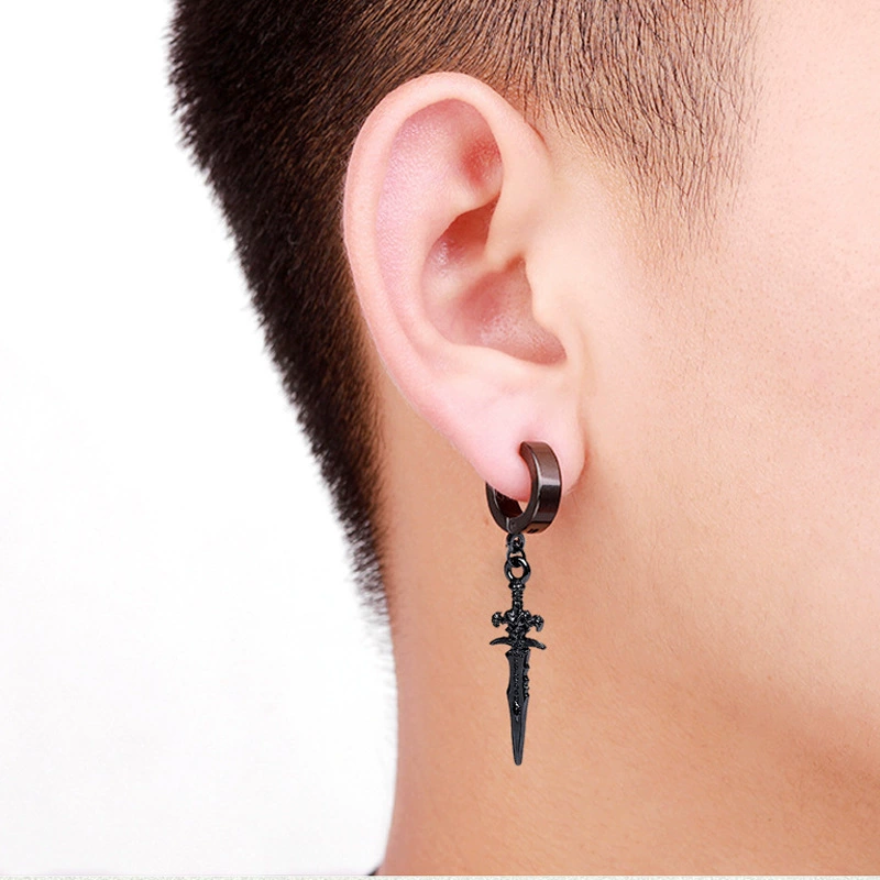 Черные серьги, лезвие, кулон, AliExpress