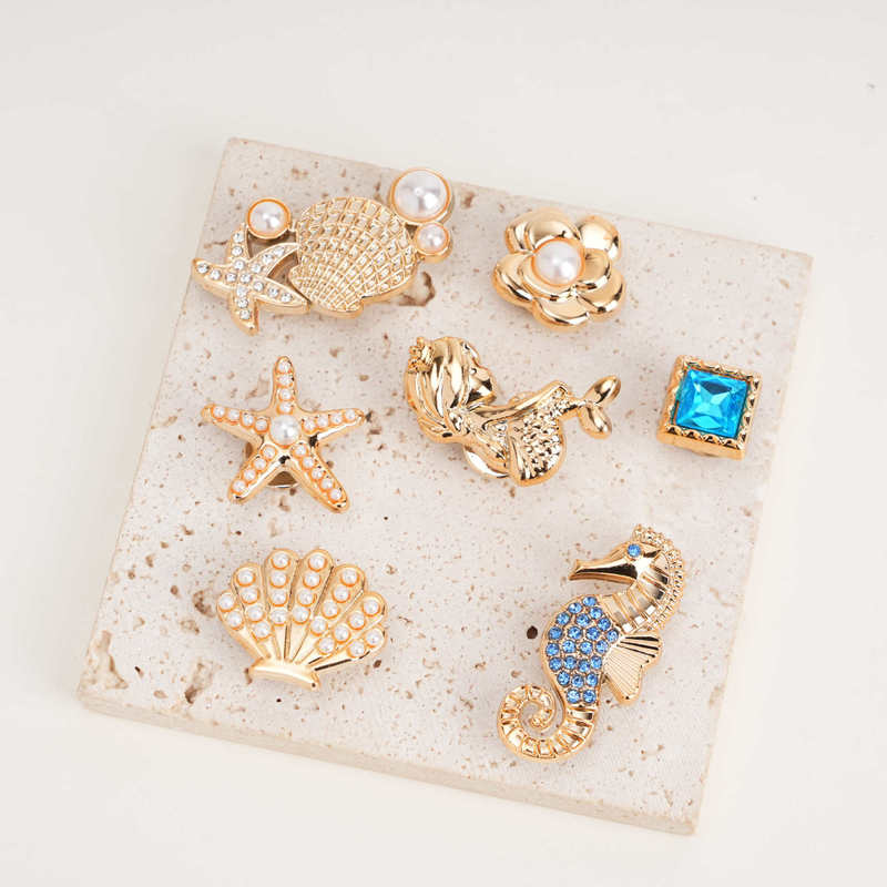 European and American Ocean-Style Jewelry Shoe Accessories, High-End Pearl Starfish Shoe Charms, DIY Accessories for Clogs, Niche Accessories