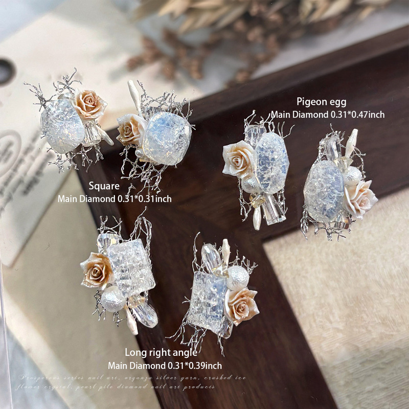 Nail Art Accessories Camellia Pile Diamond 8*10mm Right Angle Diamond Pigeon Egg Square Diamond Exquisite Accessible Luxury Girl Nail Art Accessories