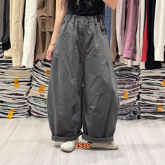 新品休闲百搭松紧腰港风休闲裤女 宽松阔腿气球长裤