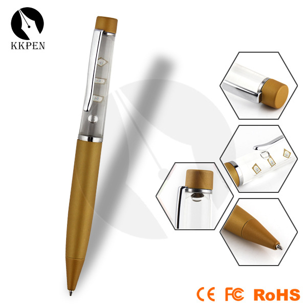 金属灌油笔3D灌油笔2DPVC漂浮物入油笔圆珠笔金属笔促销笔批发