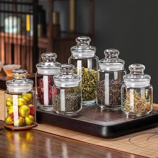 Transparent Small Glass Tea Jar Glass Bottle Transparent Lidded Food Grade Sealed Jar Storage Storage Jar Storage Jar