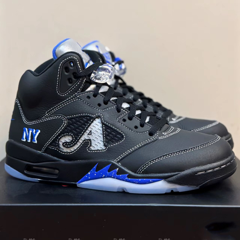 Pure Original Jordan 5 Versatile Shock-Absorbing High-Top Basketball Shoes AJ5 Ryukawa Kaede Pink Black NY Collaboration Men's Retro Casual Sports Shoes
