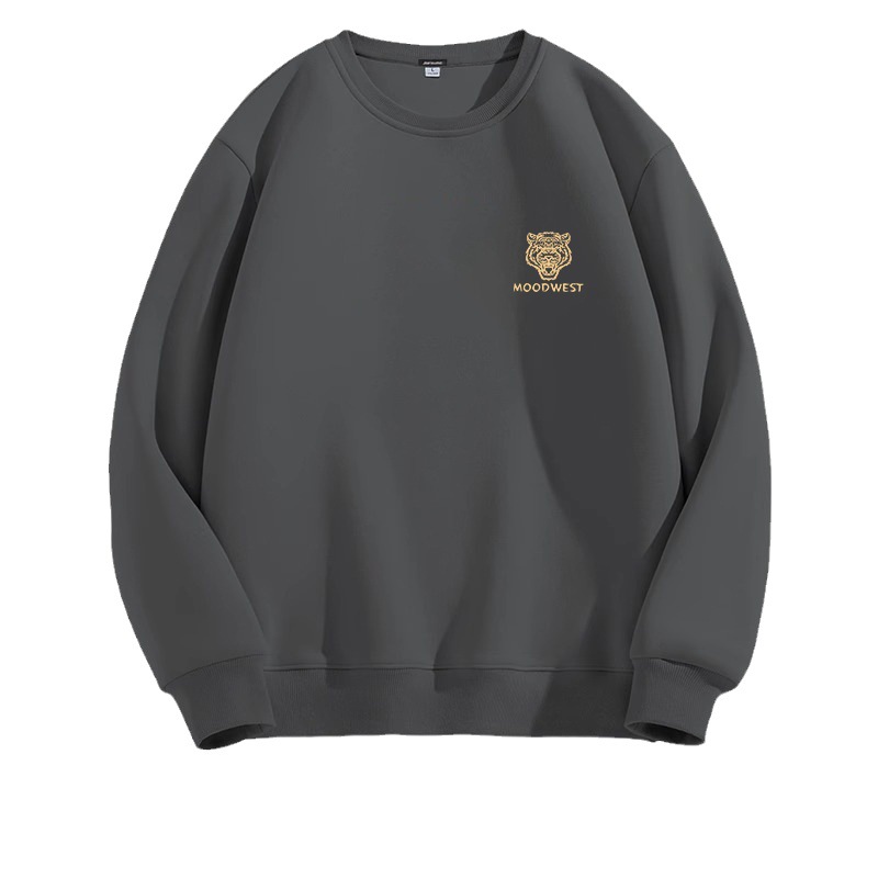 Men's Clothing autumn and winter men's loose sweatshirt versatile simple print solid color round neck long sleeve top_voghion.com