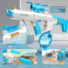 夏天新款虎鲨电动连发高压自动吸水枪大容量夏季大号戏水儿童玩具