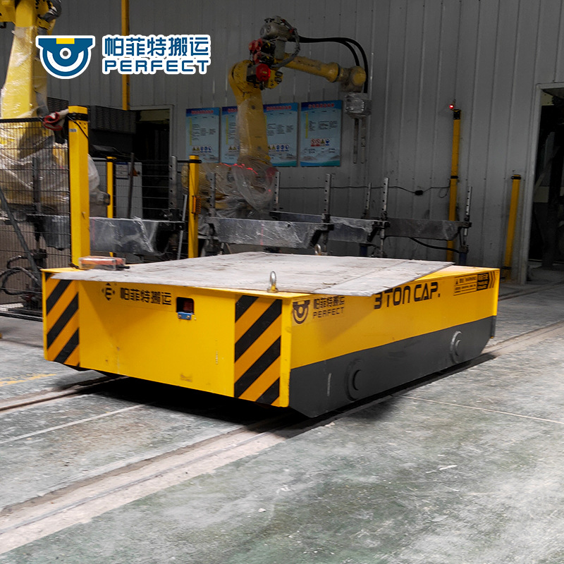 帕菲特 蓄电池铁轨运输车10吨有轨过跨车烤漆房电动轨道搬运车